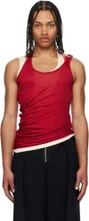Jean Paul Gaultier Red & Off-white 'the Draped Double' Tank Top In 3003-red/ecru