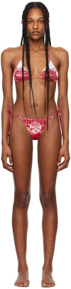 Jean Paul Gaultier Diablo Printed Triangle Bikini In 0130 White/red