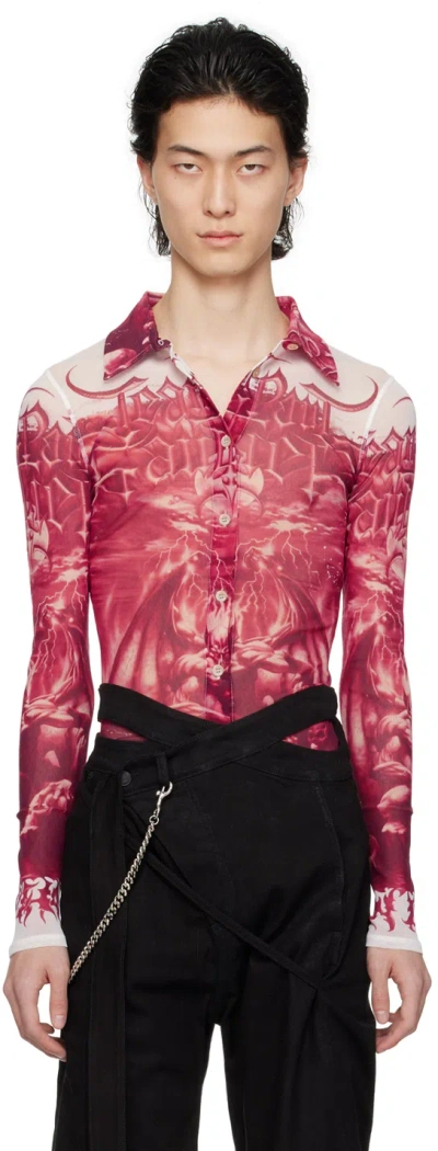 Jean Paul Gaultier Red & White 'the Diablo' Shirt In 0130-white/red