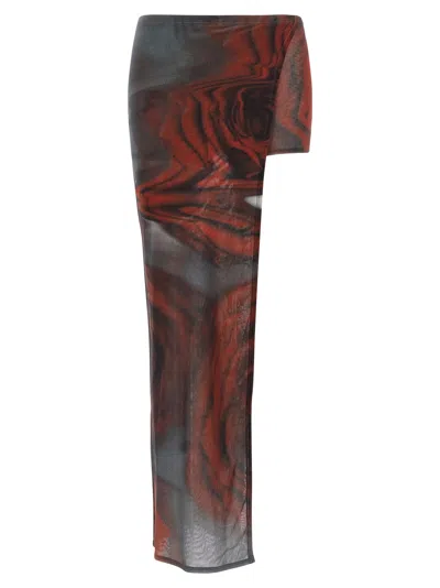 Jean Paul Gaultier Red Blurry Roses Print Skort