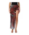 Jean Paul Gaultier Women Blurry Roses Asymmetrical Mini-skort In White