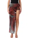 Jean Paul Gaultier Asymmetrical Long Maxi Skirt With Sheer Overlay In Multi