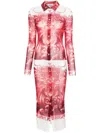 Jean Paul Gaultier Red & White 'the Diablo' Midi Dress In Red