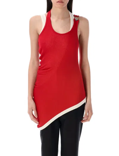 Jean Paul Gaultier Red Ribbed Cotton Tank Top