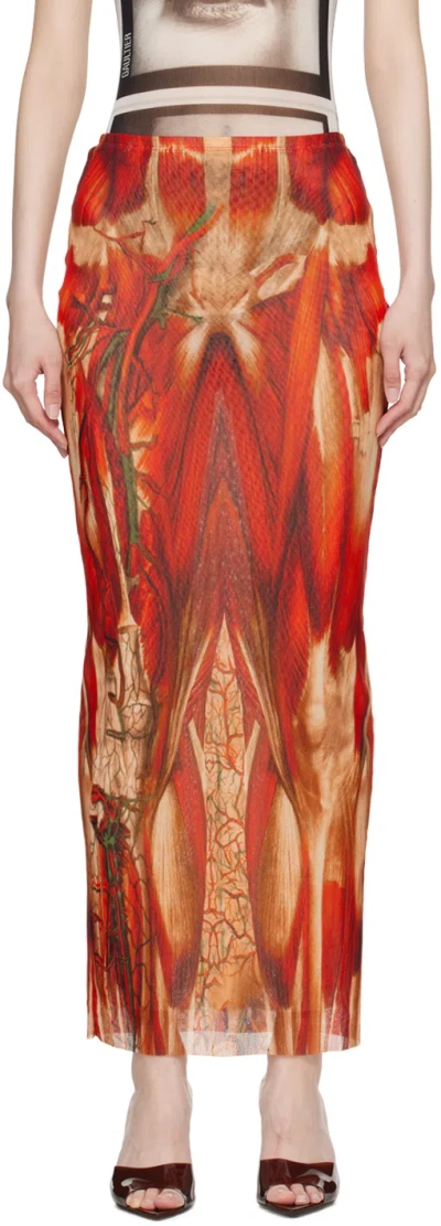 JEAN PAUL GAULTIER RED 'THE ÉCORCHÉ' MAXI SKIRT