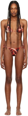 Jean Paul Gaultier Red 'the Roses' Bikini In 403050 Green/red/blu