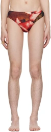 JEAN PAUL GAULTIER RED 'THE ROSES' SWIM BRIEFS