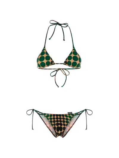 Jean Paul Gaultier Women Printed Stretch Polyester Bikini In Green