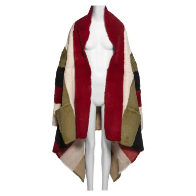 Pre-owned Jean Paul Gaultier Reversible Tricolour Sheared Rabbit Fur Blanket Coat, Fw 1999 In Brown