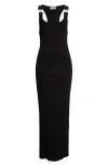 Jean Paul Gaultier Womens Black Ribbed Scoop-neck Cotton-jersey Midi Dress In Black
