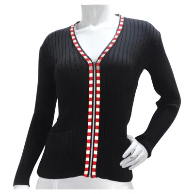 Pre-owned Jean Paul Gaultier Rib Knit Zip-up Sweater In Black