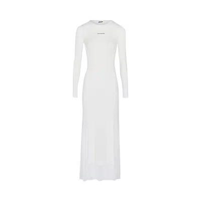Pre-owned Jean Paul Gaultier Rib Petit Grand Application Mesh Long Dress 'white/white'