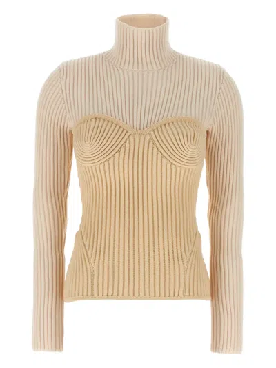 JEAN PAUL GAULTIER RIBBED CORSET SWEATER