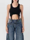 Jean Paul Gaultier Cotton Ribbed Bra With Lingerie Garter Clothing In Black