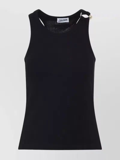JEAN PAUL GAULTIER RIBBED COTTON TOP WITH METAL RING DETAIL