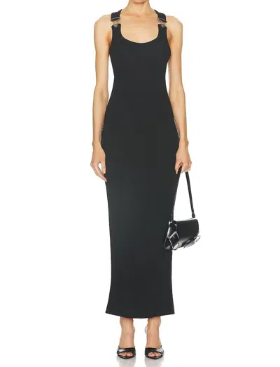 Jean Paul Gaultier Ribbed Dress With Overall Buckles In Black