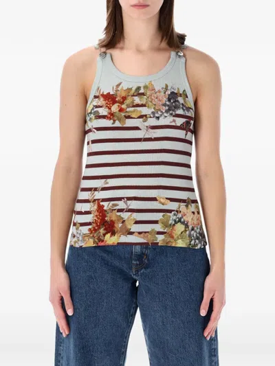 Jean Paul Gaultier Women Mariniere Grape Printed Tank Top In Gray