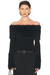 Jean Paul Gaultier Knitwear With Off-the-shoulder Design And Faux Fur Trim