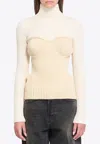 Jean Paul Gaultier Ribbed-knit Wool-blend Turtleneck Sweater