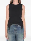 Jean Paul Gaultier Cotton Ribbed Tank Top With Lingerie Garter Clothing In Black