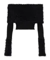 Jean Paul Gaultier Knitwear With Off-the-shoulder Design And Faux Fur Trim In Black