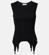 Jean Paul Gaultier Cotton Ribbed Tank Top With Lingerie Garter Clothing In Animal Print
