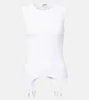 Jean Paul Gaultier Ribbed-knit Cotton Jersey Tank Top In Brown
