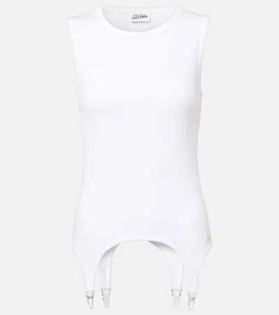 Jean Paul Gaultier Ribbed-knit Cotton Jersey Tank Top In Brown