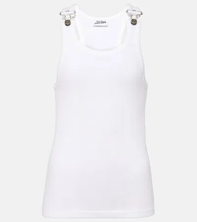 Jean Paul Gaultier Ribbed-knit Cotton Jersey Tank Top In White