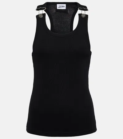 Jean Paul Gaultier Ribbed-knit Cotton Tank Top In Black