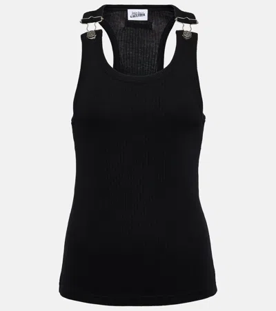 Jean Paul Gaultier Overall Buckles Ribbed-knit Tank Top In Black