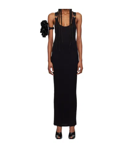 Jean Paul Gaultier Ribbed Knit Dress In Black