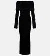 Jean Paul Gaultier Womens Off-shoulder Faux Fur-trim Ribbed-knit Maxi Dress Black Xs