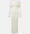 Jean Paul Gaultier Ribbed-knit Faux Fur-trimmed Maxi Dress In Neutral