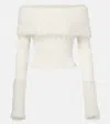 Jean Paul Gaultier Womens 03-ecru Off-shoulder Faux Fur-trim Ribbed Jumper