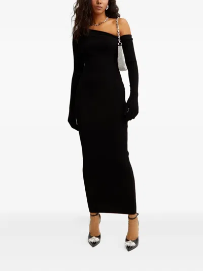 Jean Paul Gaultier Ribbed-knit Maxi Dress In Black