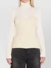 Jean Paul Gaultier Ribbed Knit Pullover Inspiration Corset In Neutral