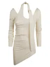 Jean Paul Gaultier Twisted Double Layer Long Sleeve Ribbed Top In White
