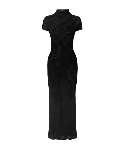 Jean Paul Gaultier Embellished Checked Ribbed-knit Turtleneck Maxi Dress In Multi