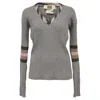 Jean Paul Gaultier Ribbed Knit V-neck Sweater In Grey Wool In Grey