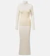 Jean Paul Gaultier Ribbed-knit Wool-blend Maxi Dress In Neutral