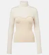 Jean Paul Gaultier Ribbed-knit Wool-blend Turtleneck Sweater In Neutral
