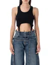 Jean Paul Gaultier Cotton Ribbed Bra With Lingerie Garter Clothing In Black