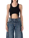 Jean Paul Gaultier Cotton Ribbed Bra With Lingerie Garter Clothing In Black