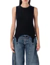 Jean Paul Gaultier Cotton Ribbed Tank Top With Lingerie Garter Clothing In Black