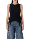Jean Paul Gaultier Ribbed Cotton Lingerie Garter Top With Belt Loop Detail In Black
