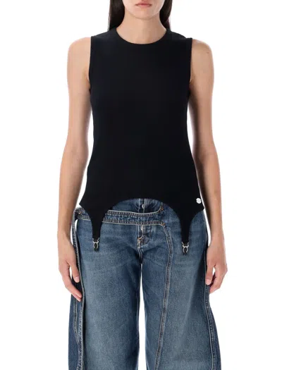 Jean Paul Gaultier Ribbed "lingerie" Top In Black