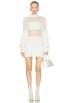 Jean Paul Gaultier Mesh Cutout Ribbed Knit Long-sleeve Mini Dress In White