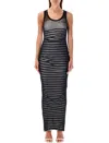Jean Paul Gaultier Ribbed Mariner Double Layer Long Dress In Blue