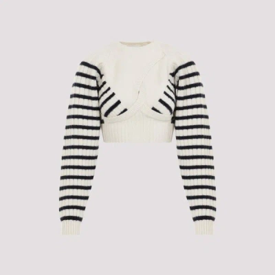 Jean Paul Gaultier Ribbed Mariniere Crop Pullover S In White
